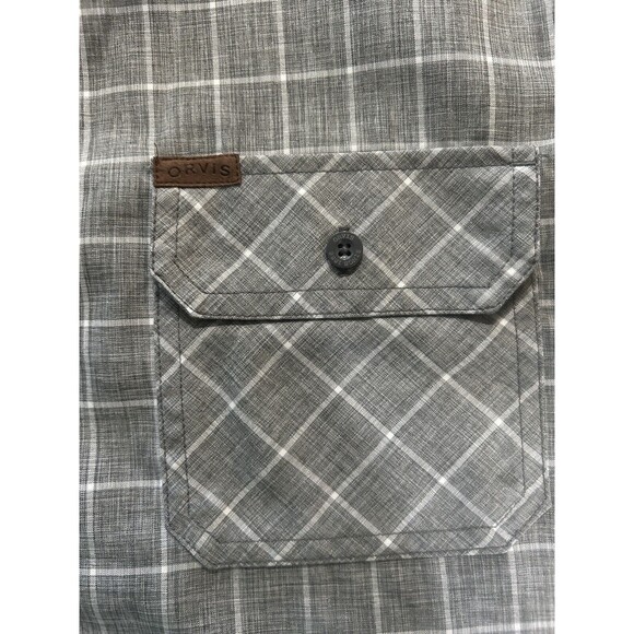 Orvis Men’s Short Sleeve Shirt. Button Down. Grey Plaid. XXL - Picture 4 of 8
